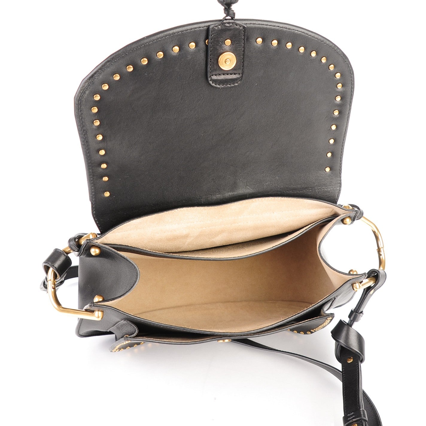 Chloe Calfskin Studded Medium Hudson Double Carry Shoulder Bag Black 5 of 9