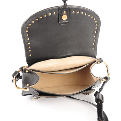 Chloe Calfskin Studded Medium Hudson Double Carry Shoulder Bag Black 5 of 9