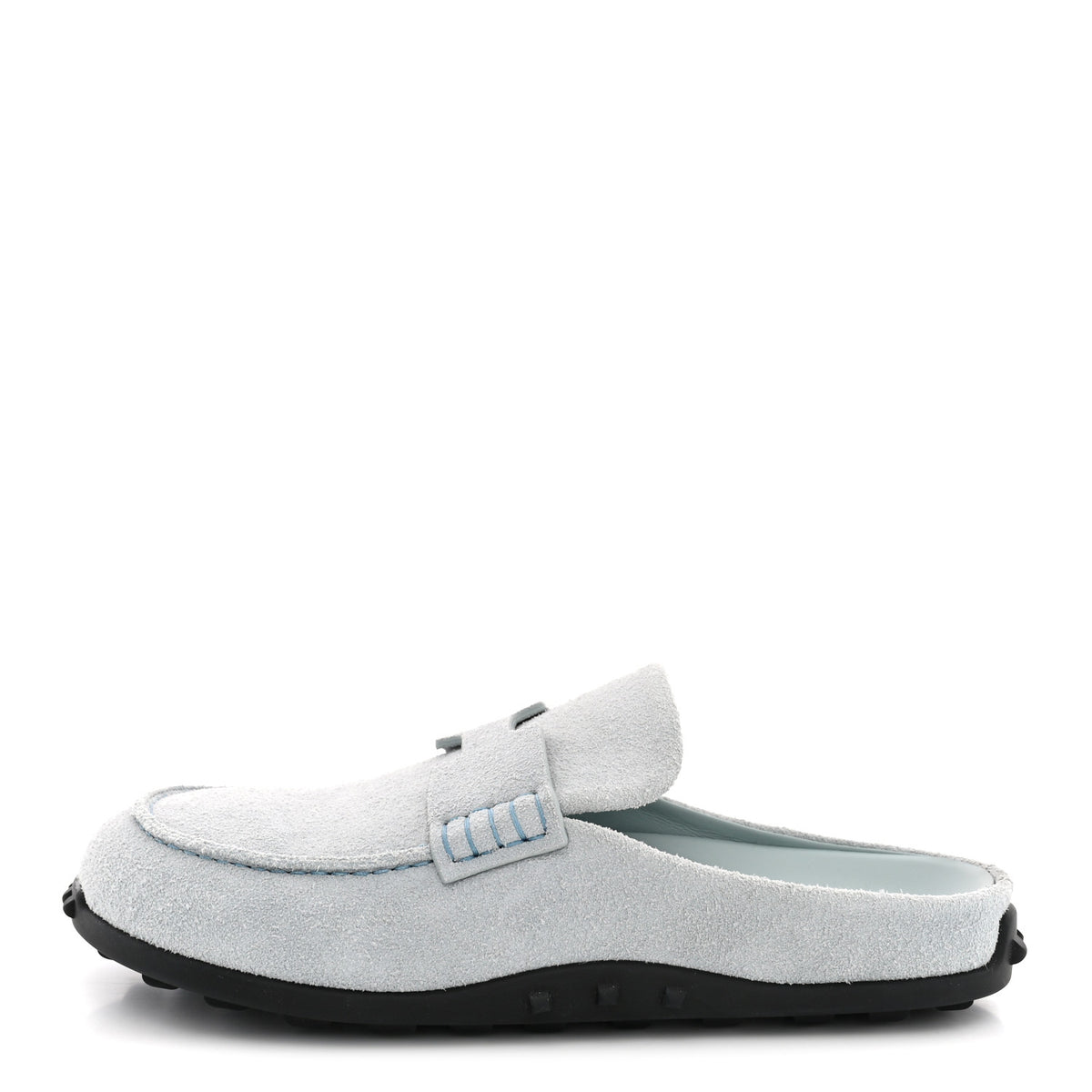 Suede Calfskin Womens Mix Mules 38.5 Bleu