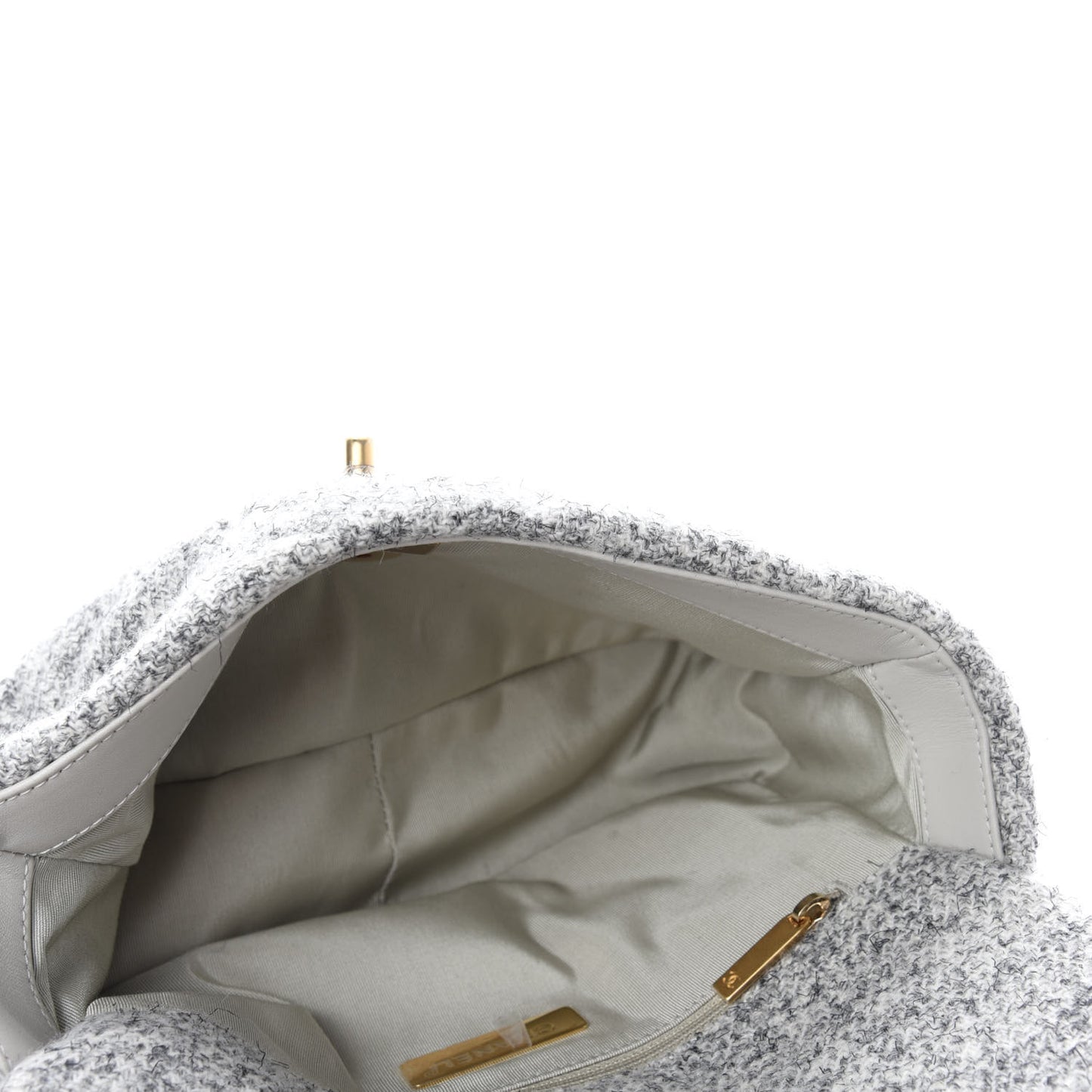 Tweed Quilted Medium Chanel 19 Flap Grey Ecru