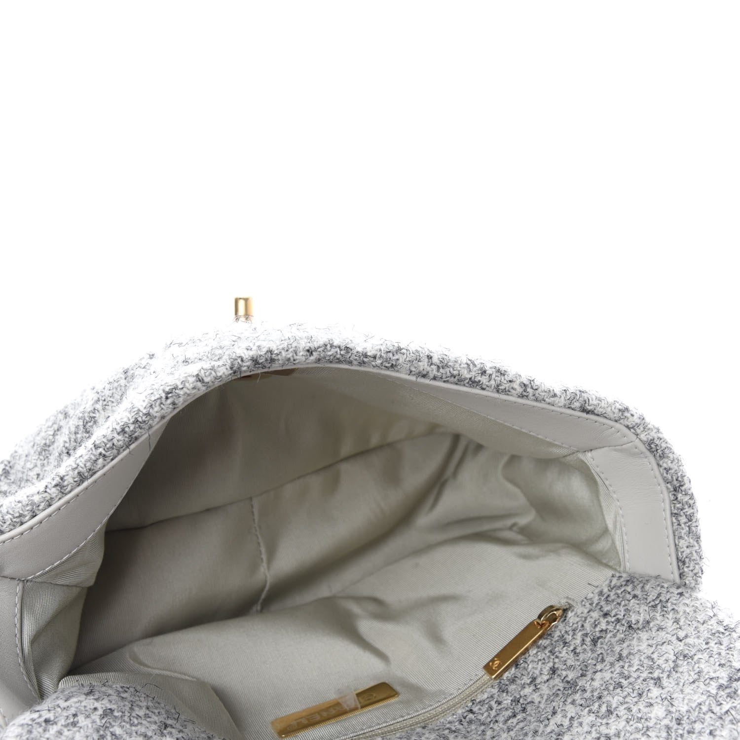 Chanel Tweed Quilted Medium Chanel 19 Flap Grey Ecru 5 of 12