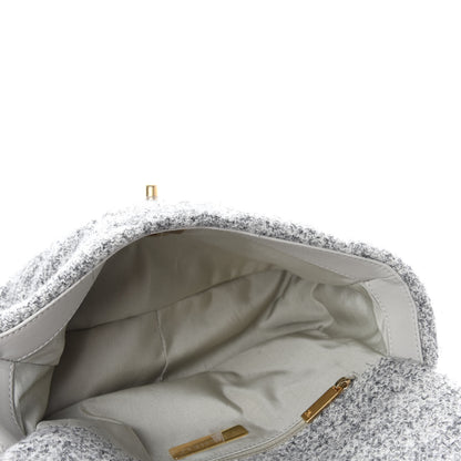 Chanel Tweed Quilted Medium Chanel 19 Flap Grey Ecru 5 of 12