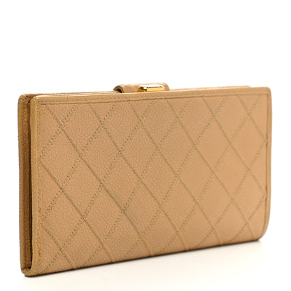 Chanel Caviar Diamond Stitched French Wallet Beige 3 of 15