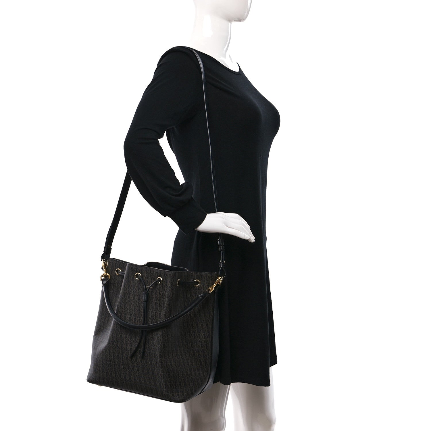 Saint Laurent Toile Classic Monogram Emmanuelle Bucket Bag Black 2 of 8