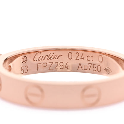 Cartier 18K Pink Gold Diamond .24ct LOVE Solitaire Engagement Ring 53 6.5 4 of 5