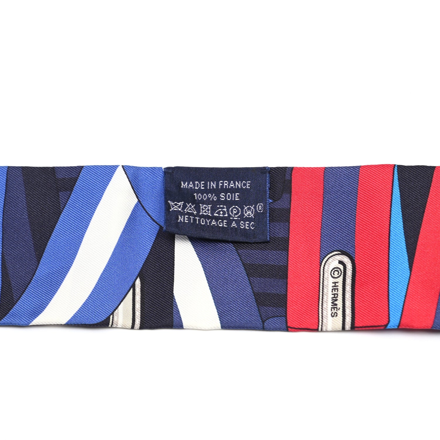 Hermes Silk Sangles En Zigzag Twilly Marine Rouge White 2 of 4