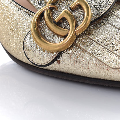 Gucci Galassia GG Marmont Fringe 50mm Loafer Pumps 38.5 Platino 14 of 15