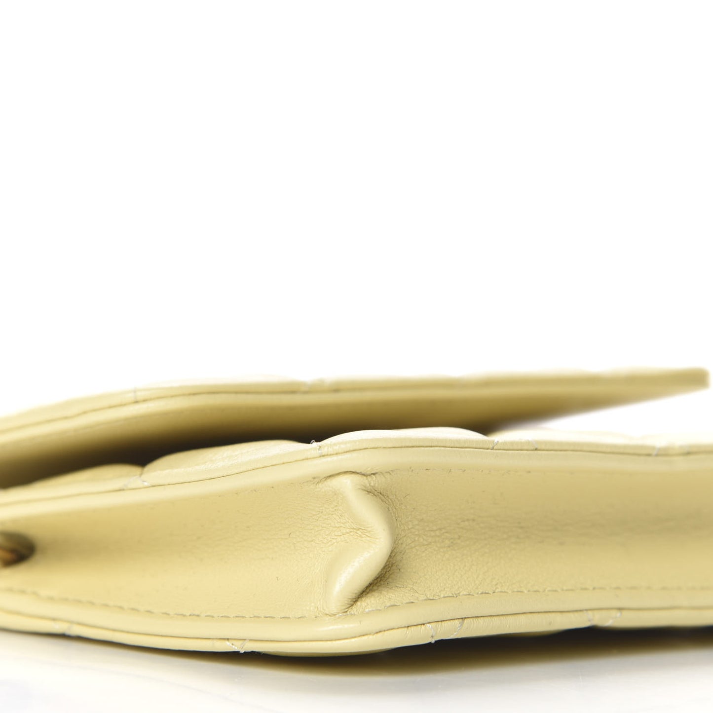 Lambskin Quilted Pearl Crush Clutch With Chain Yellow