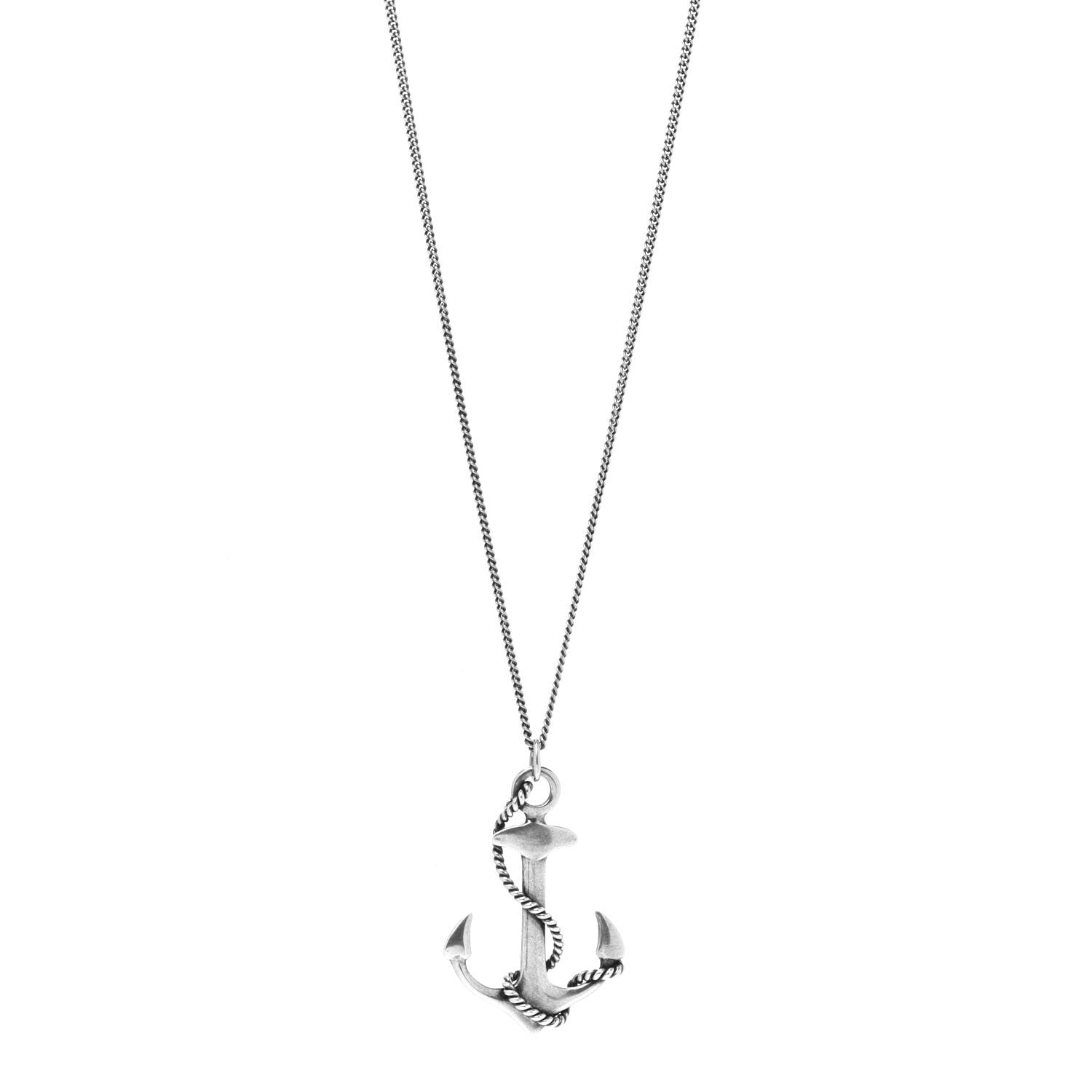 Saint Laurent Metal Anchor Necklace Silver 1 of 7