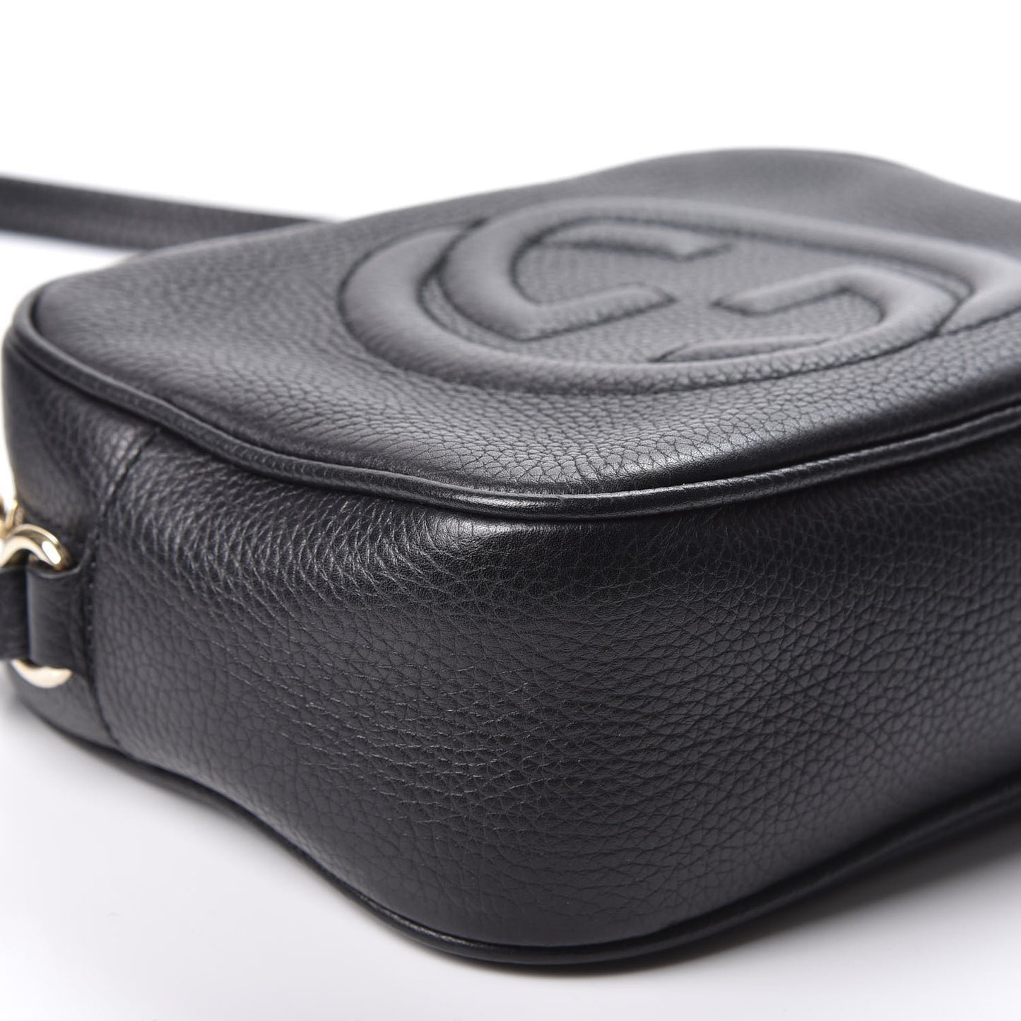 Pebbled Calfskin Small Soho Disco Bag Black