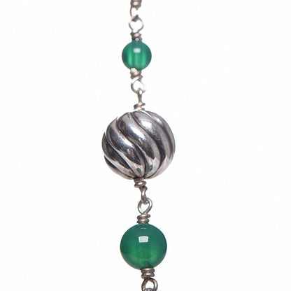 David Yurman Sterling Silver Black Onyx Hematite Green Bead Elements Station Necklace 4 of 6