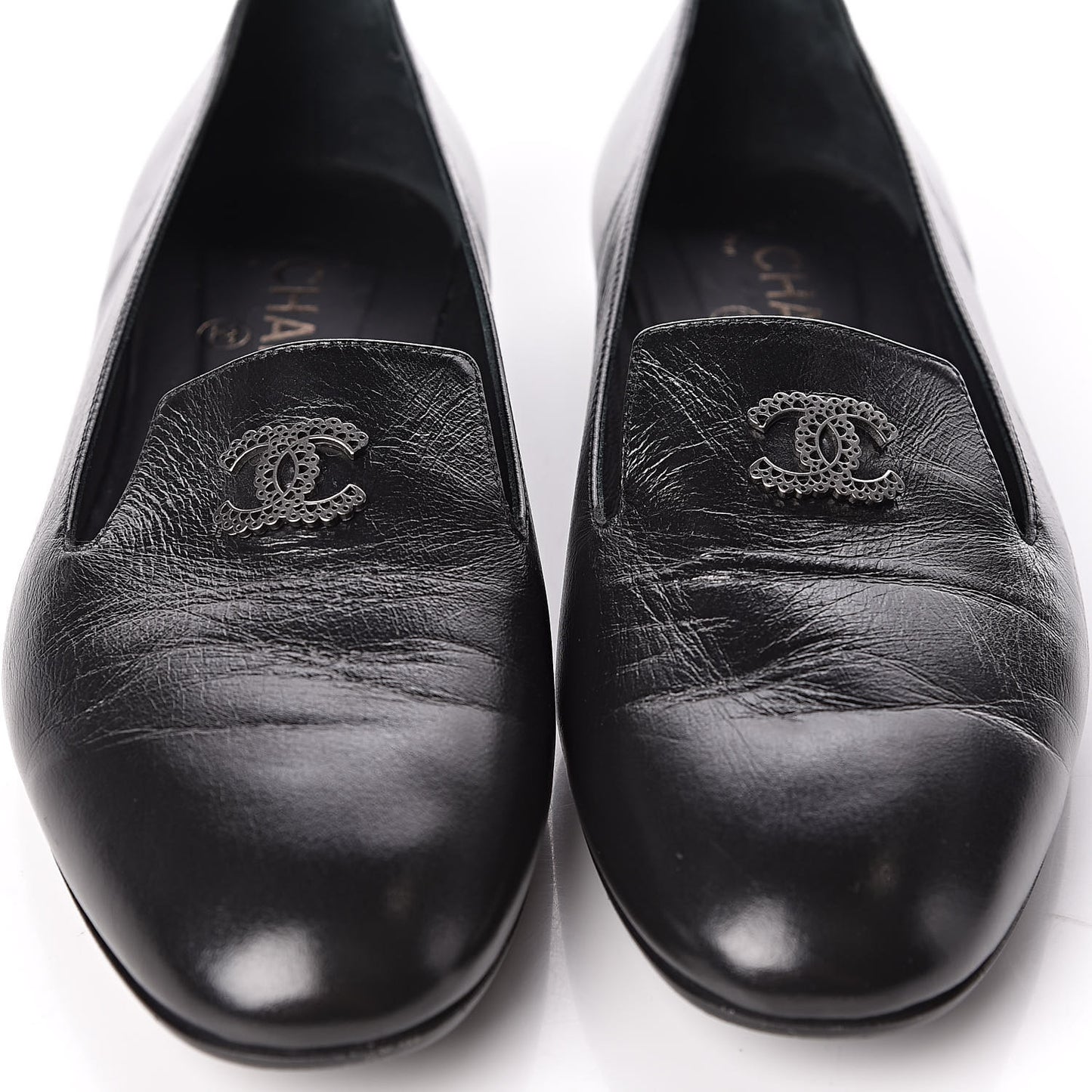 Lambskin CC Mocassin Loafers 37.5 Black