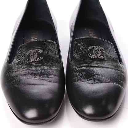 Chanel Lambskin CC Mocassin Loafers 37.5 Black 9 of 13