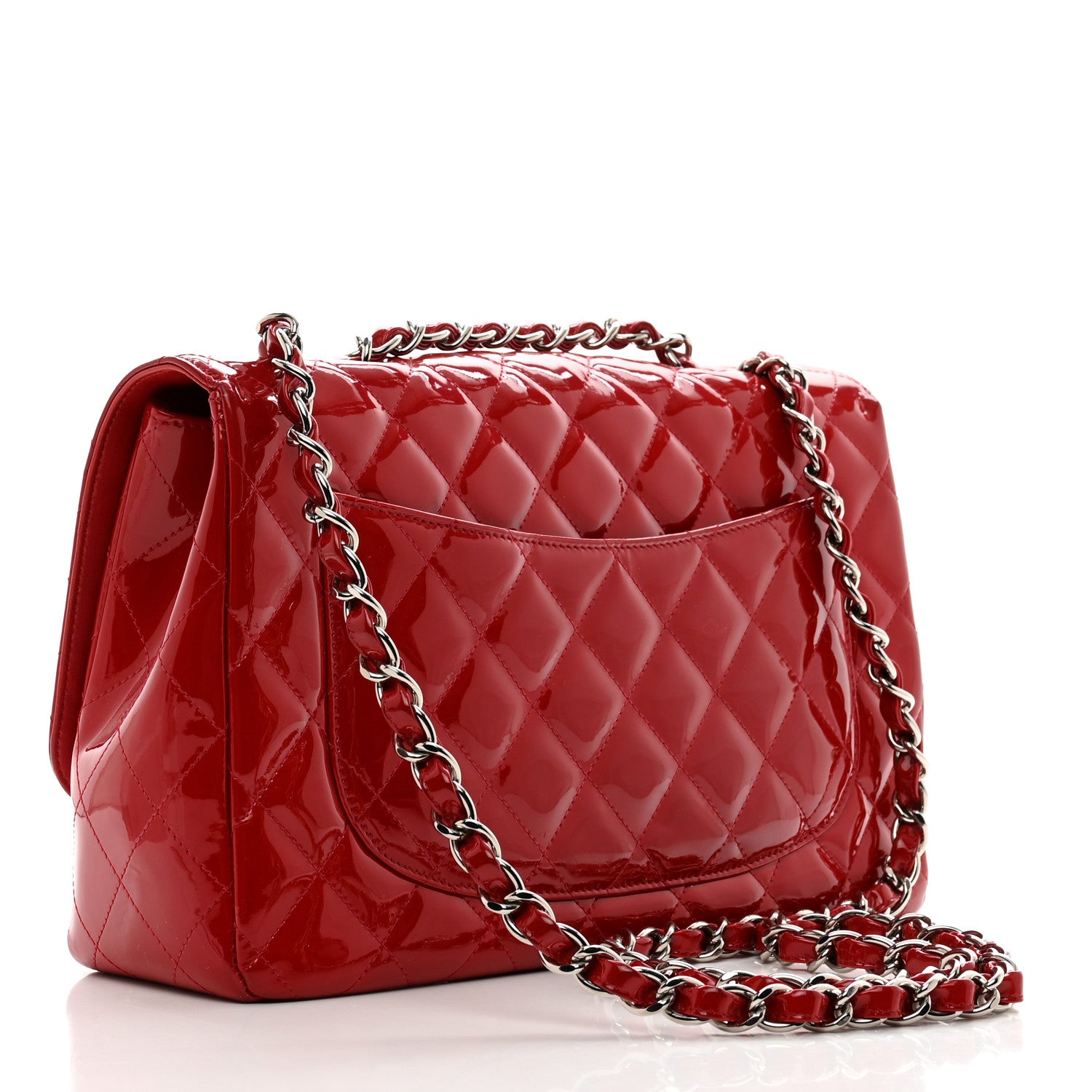 Chanel Patent Quilted Jumbo Single Flap Red 3 of 12