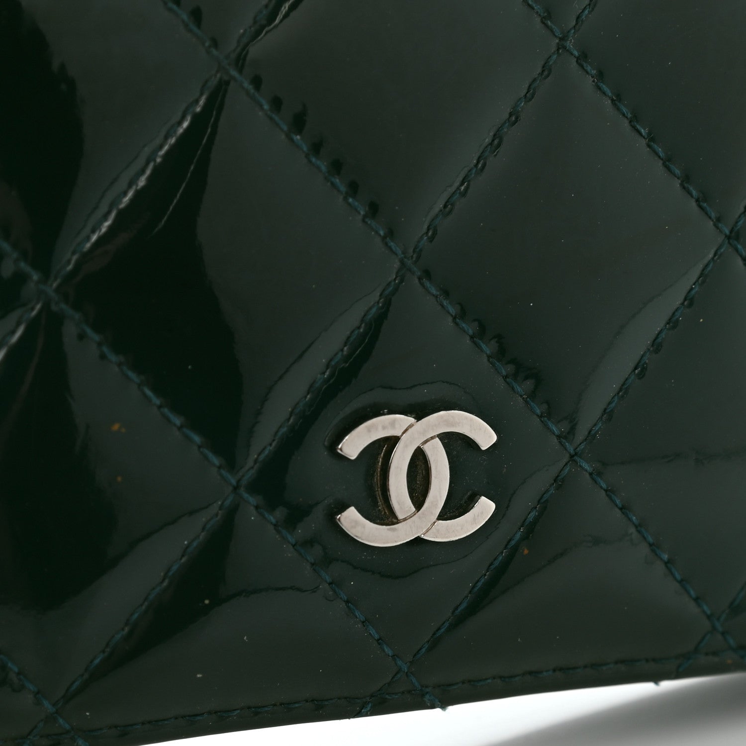 Chanel Patent Calfskin Quilted Yen Wallet Blue 13 of 15