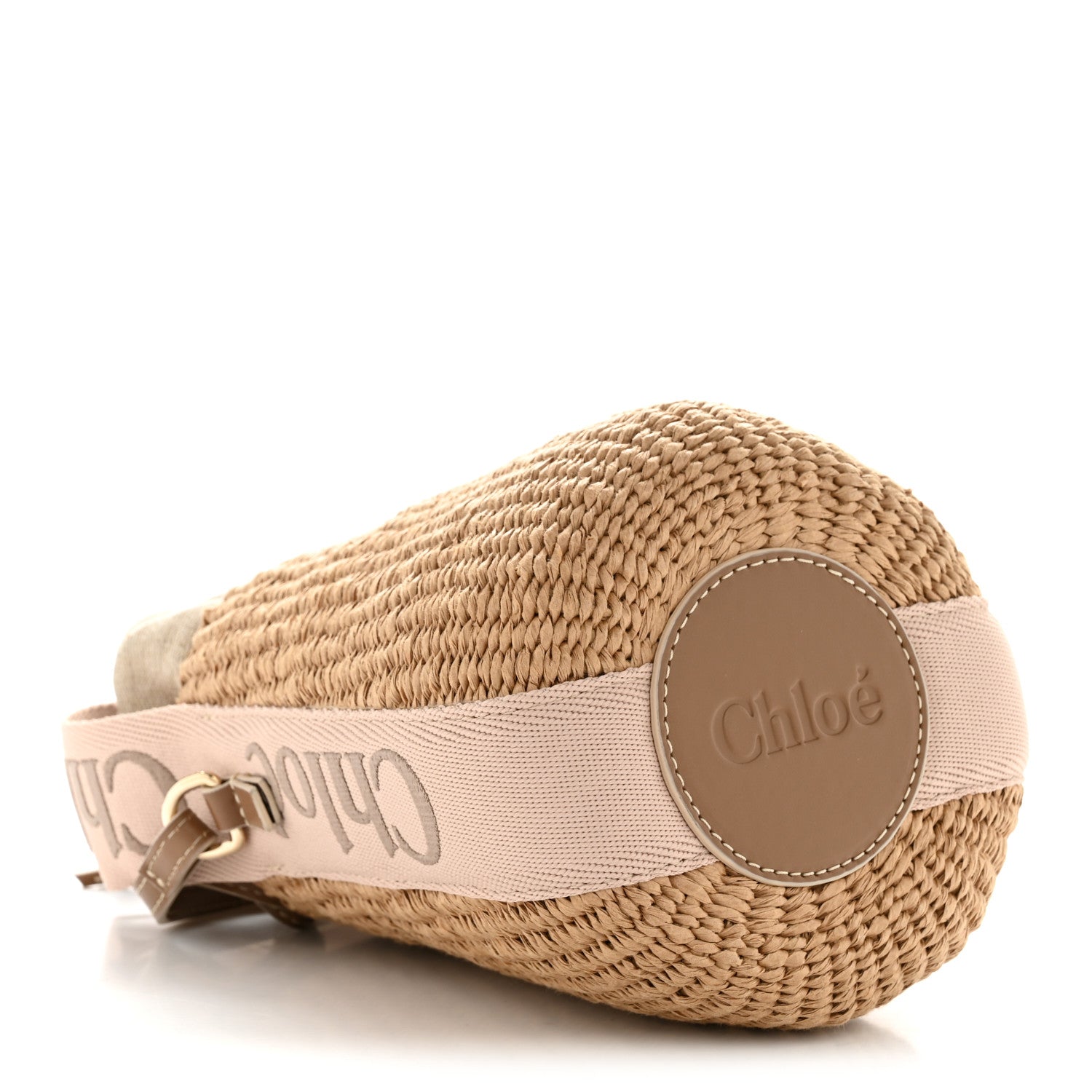 Chloe X MIFUKO Raffia Calfskin Small Woody Basket Shoulder Bag Beige Light Pink 4 of 11