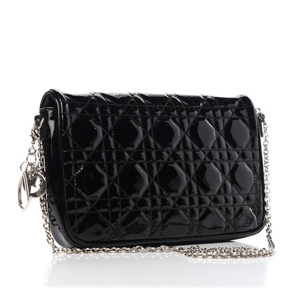 Christian Dior Patent Cannage Wallet on Chain Pouch Black 3 of 9