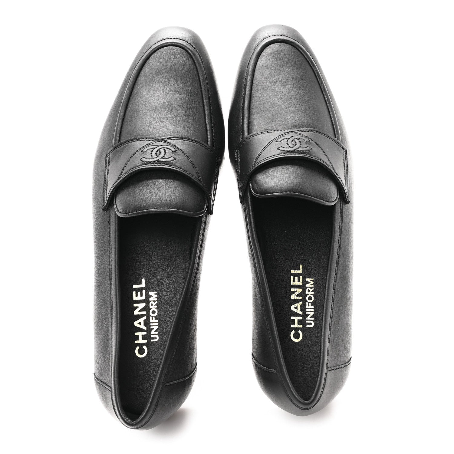 Chanel Lambskin Mens Stitched CC Loafers 42 Black 2 of 10