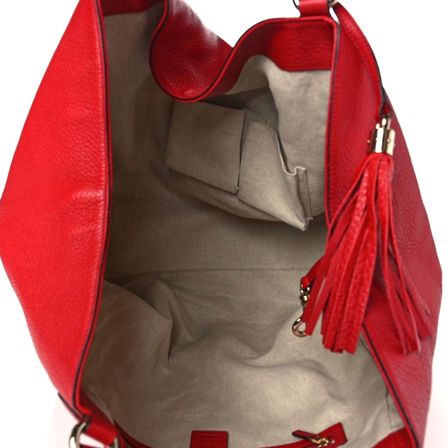 Pebbled Calfskin Large Soho Shoulder Bag Red