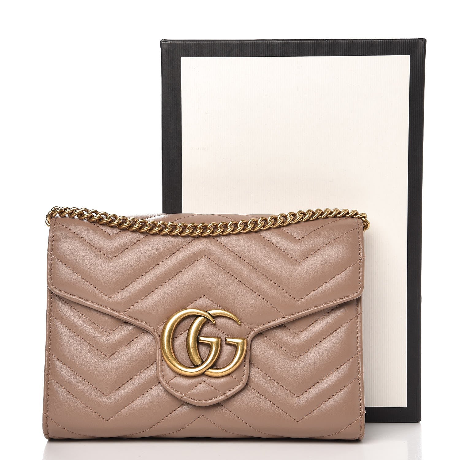 Gucci Calfskin Matelasse GG Marmont Chain Wallet Porcelain Rose 8 of 8