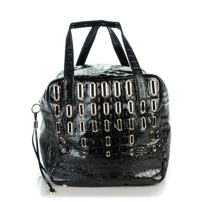 Jimmy Choo Patent Crocodile Embossed Satchel Black 1 of 6