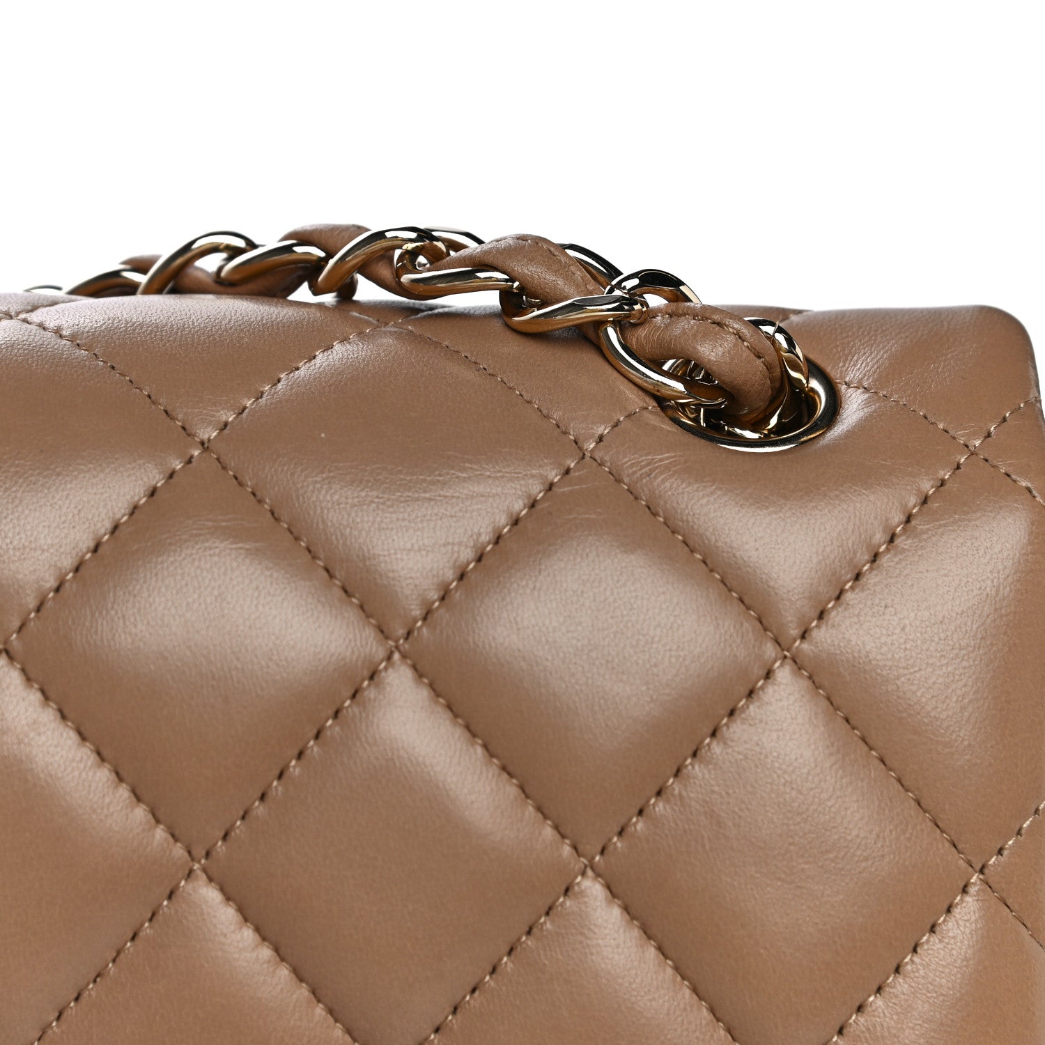 Chanel Lambskin Quilted Jumbo Double Flap Dark Beige 17 of 31