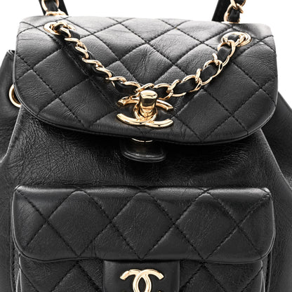 Chanel Glazed Aged Calfskin Quilted Small Duma Drawstring Backpack Black 8 of 10