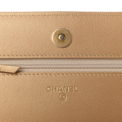 Chanel Metallic Goatskin Quilted Chanel 19 Wallet On Chain WOC Gold 6 of 11