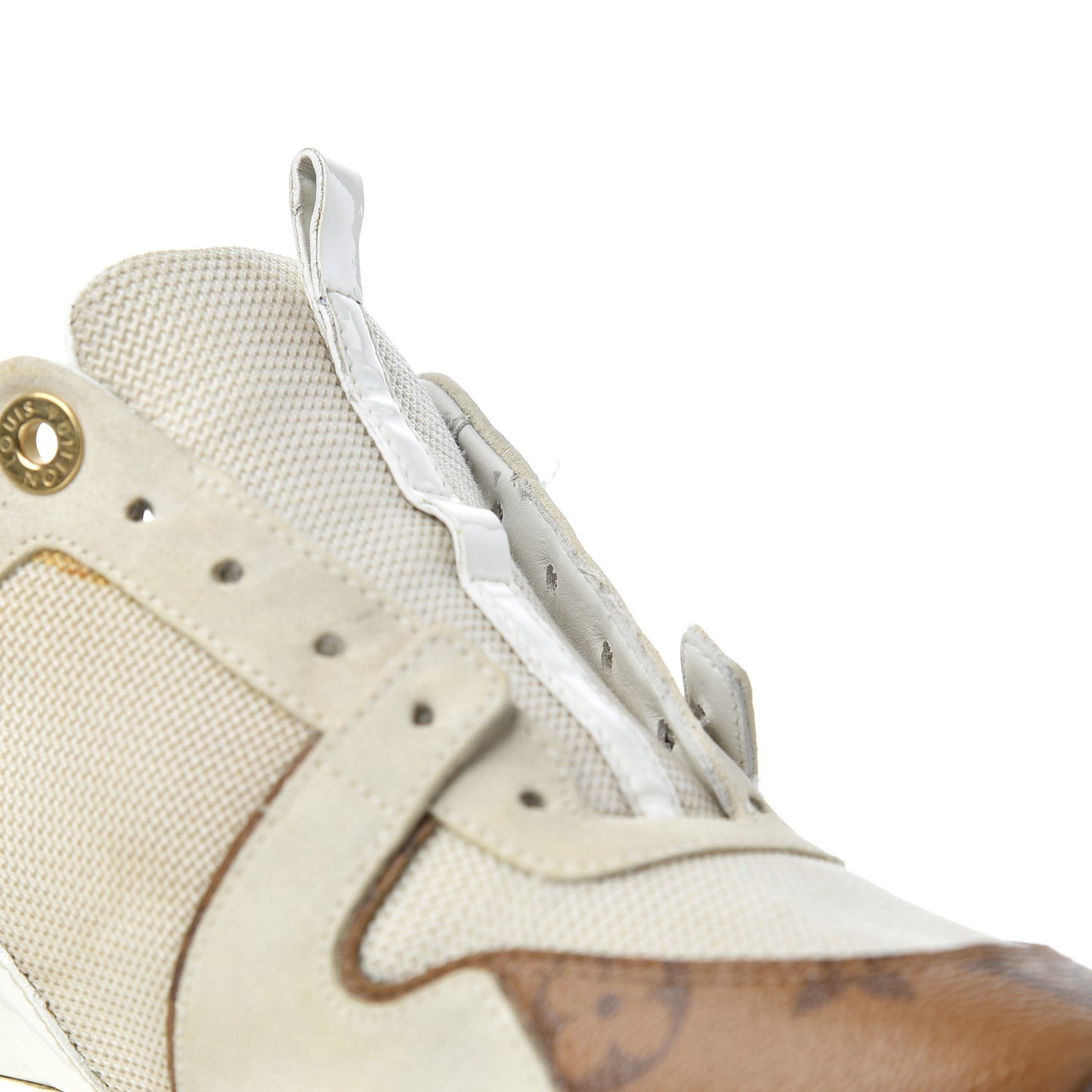 Suede Reverse Monogram Run Away Sneakers 37 White