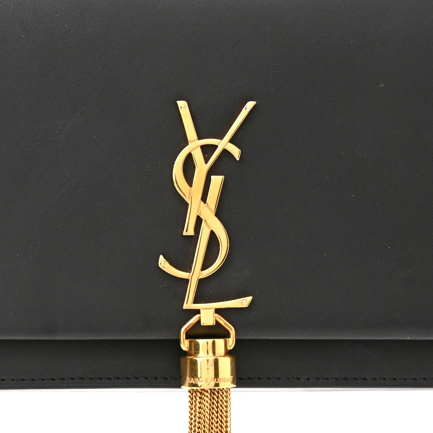 Smooth Calfskin Classic Monogram Kate Tassel Chain Wallet Black