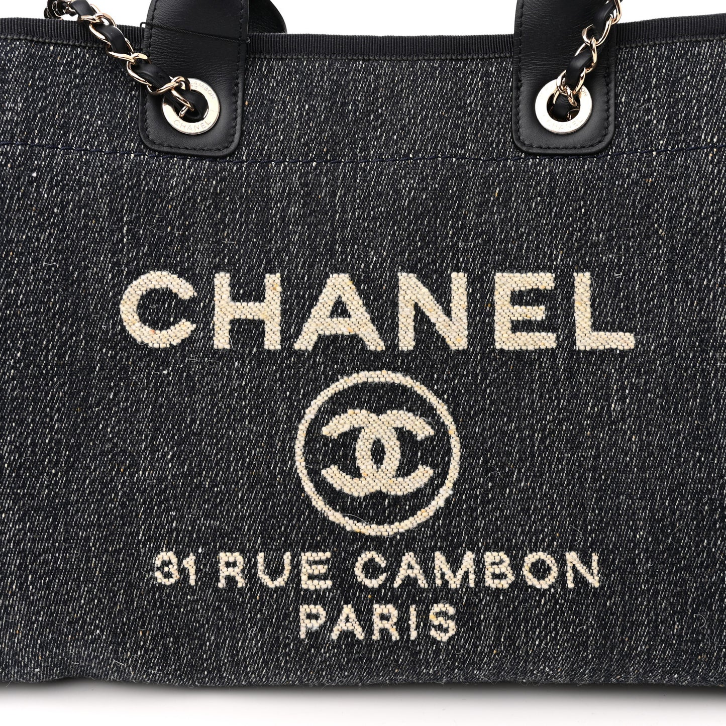 Denim Small Deauville Tote Dark Blue White
