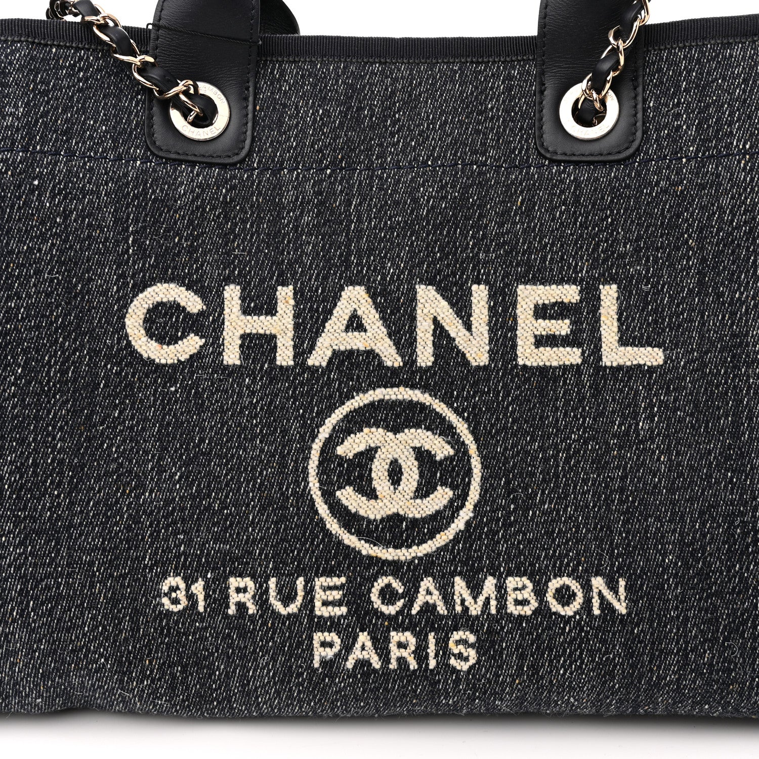 Chanel Denim Small Deauville Tote Dark Blue White 12 of 12