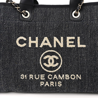 Chanel Denim Small Deauville Tote Dark Blue White 12 of 12