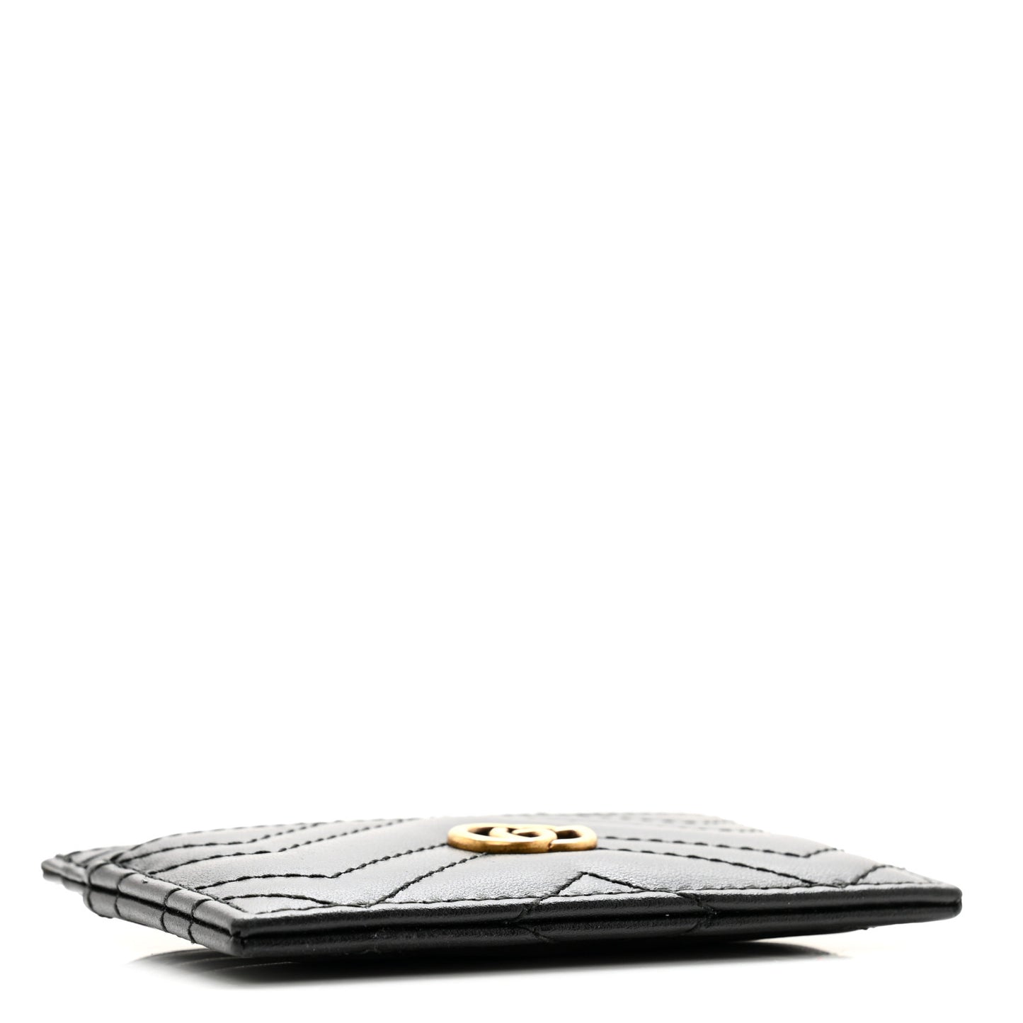 Calfskin Matelasse GG Marmont Card Holder Black