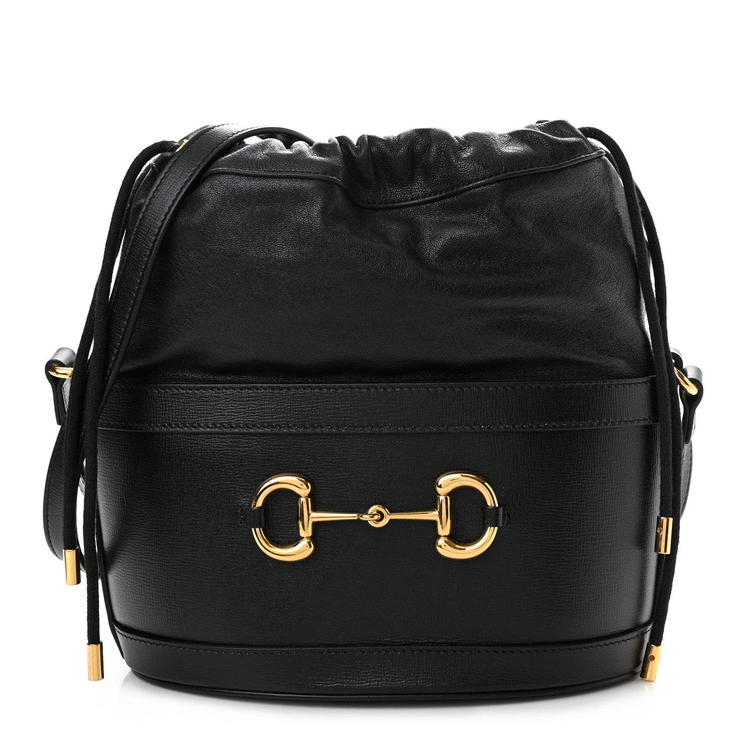 Gucci Azalea Sakai Calfskin Horsebit 1955 Drawstring Bucket Bag Black 1 of 10