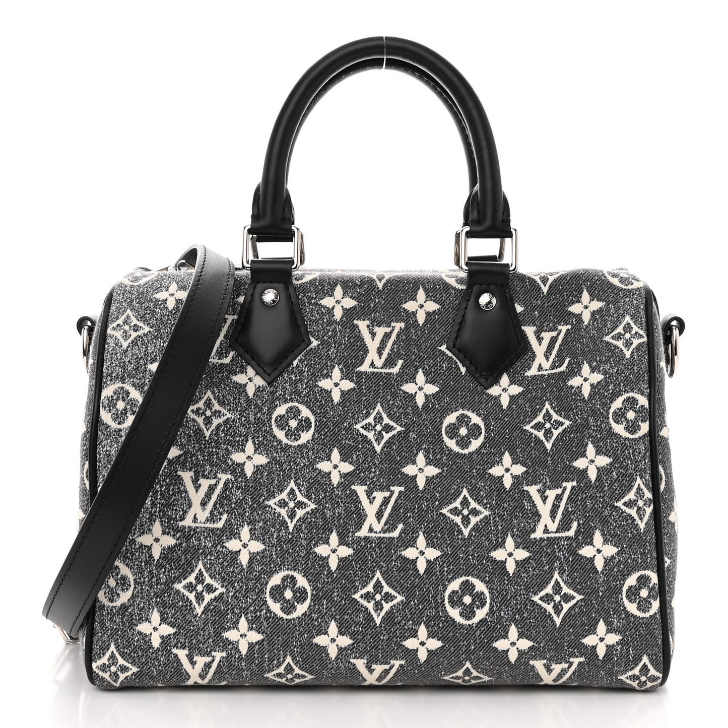 Denim Monogram Jacquard Speedy Bandouliere 25 Black