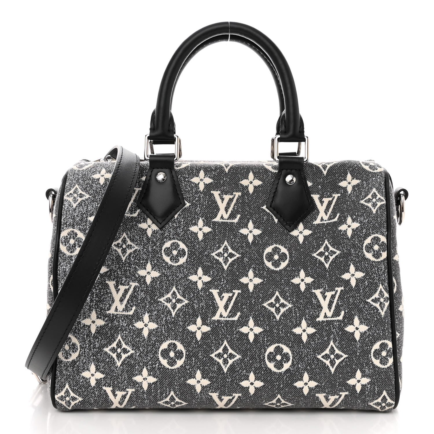 Louis Vuitton Denim Monogram Jacquard Speedy Bandouliere 25 Black 1 of 10