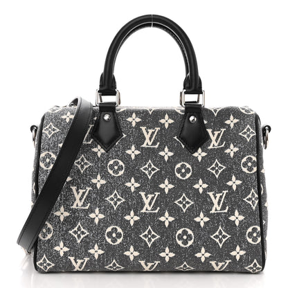 Louis Vuitton Denim Monogram Jacquard Speedy Bandouliere 25 Black 1 of 10