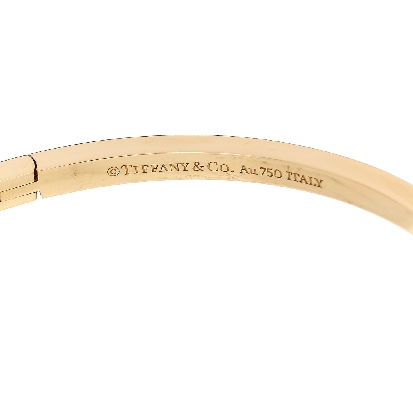 18K Yellow Gold Narrow T T1 Hinged Bangle Bracelet