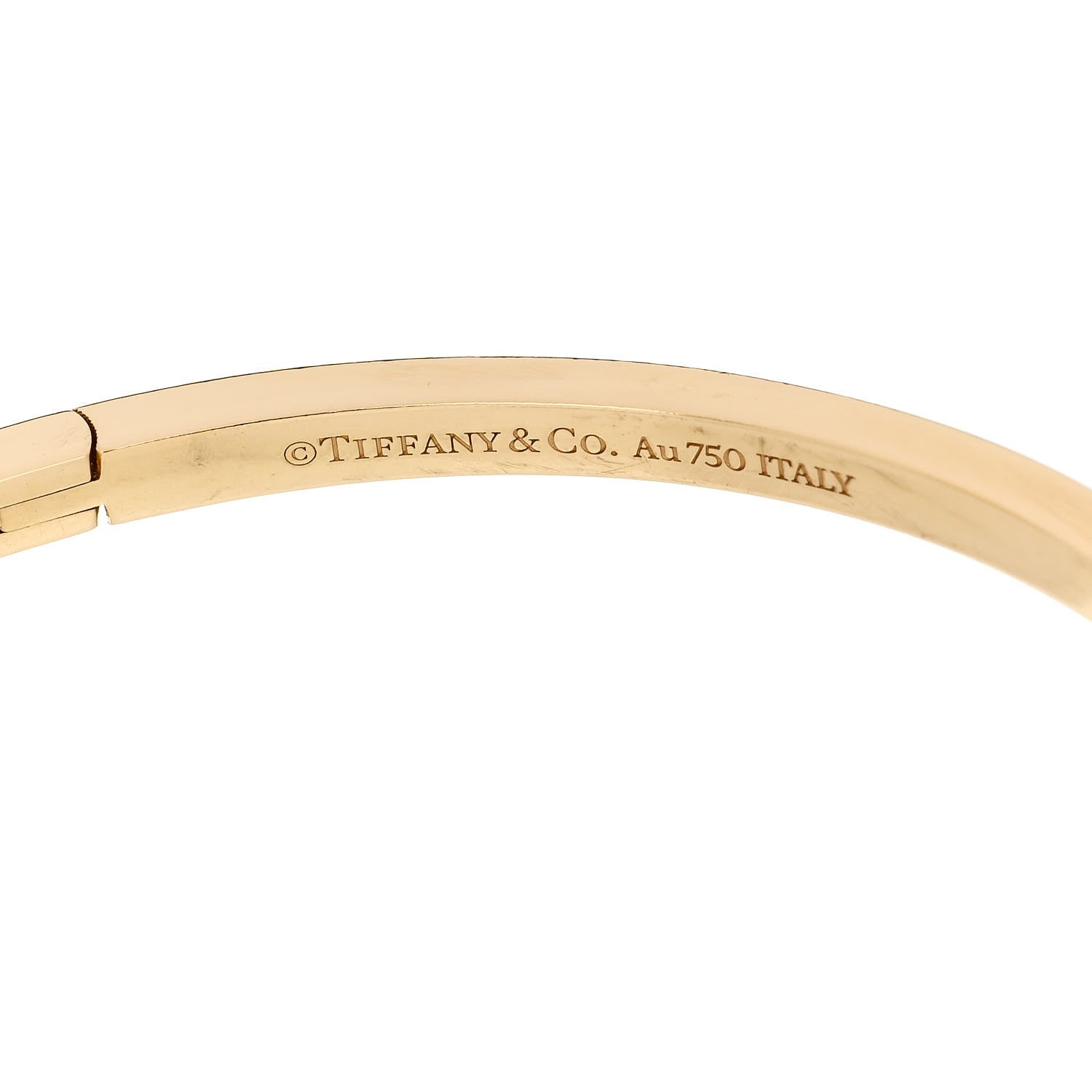 Tiffany 18K Yellow Gold Narrow T T1 Hinged Bangle Bracelet 3 of 4