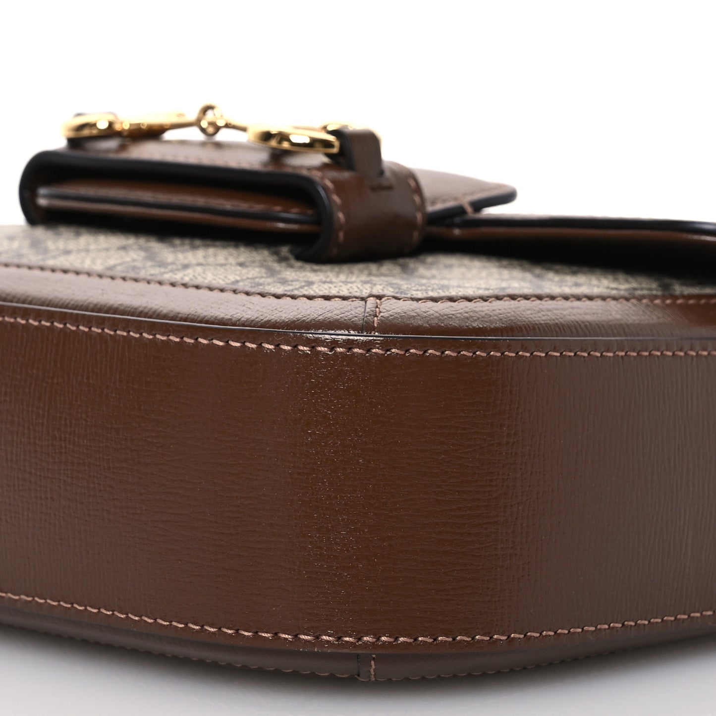 GG Supreme Monogram Web Mini Horsebit 1955 Shoulder Bag Beige Brown Sugar