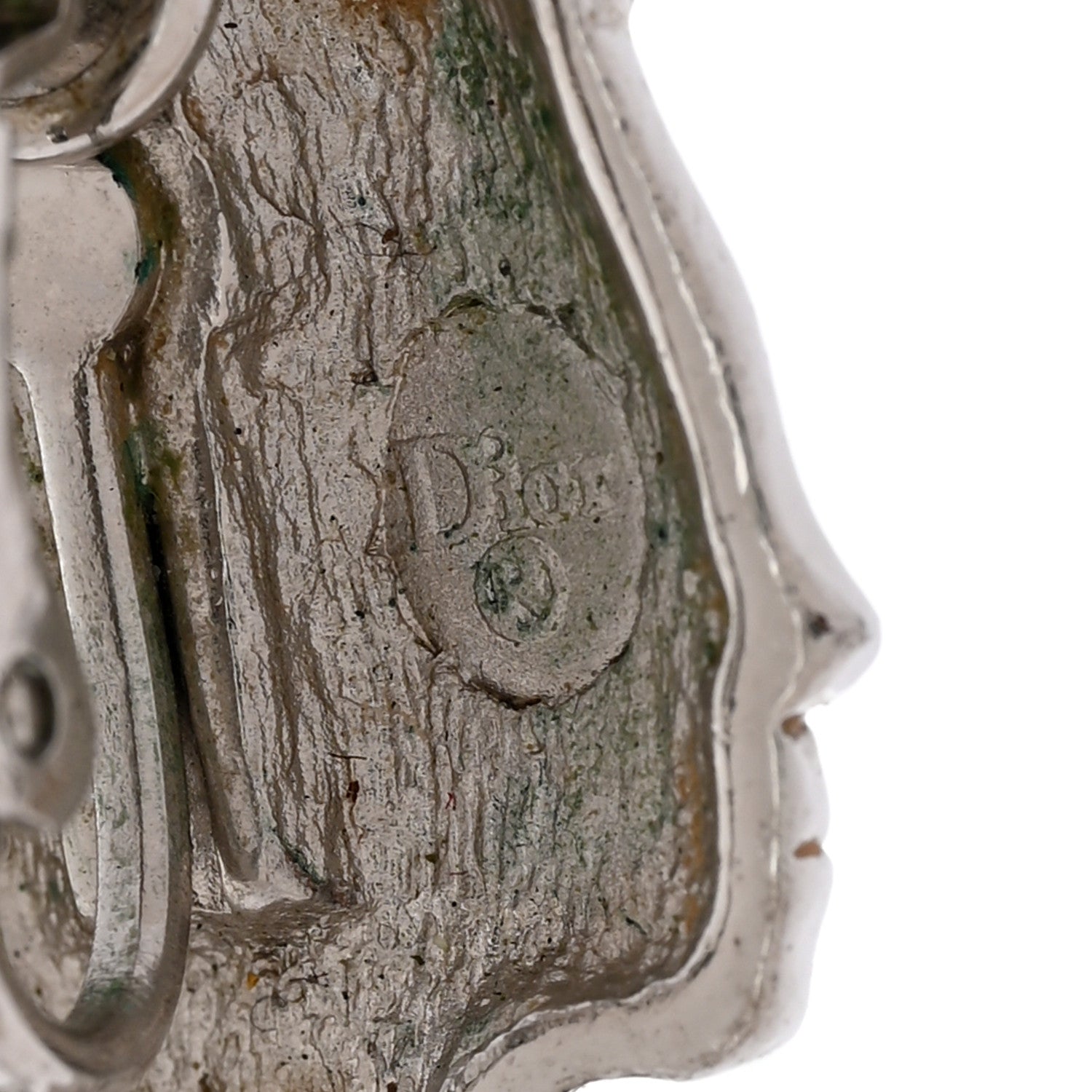 Christian Dior Metal Multi Charm Oval Clip On Drop Earrings Silver 4 of 5