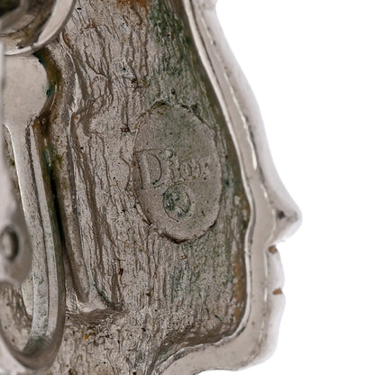Christian Dior Metal Multi Charm Oval Clip On Drop Earrings Silver 4 of 5
