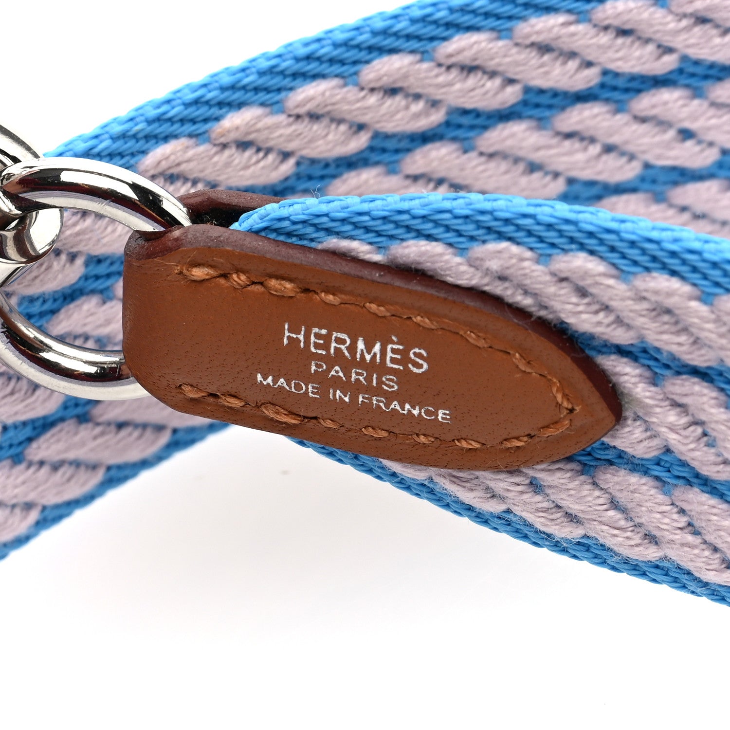 Hermes Toile Swift 25mm Sangle Cordage Shoulder Strap Azur Mauve Pale Gold 3 of 4