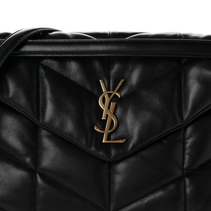 Saint Laurent Lambskin Quilted Medium Loulou Puffer Monogram Chain Satchel Black 8 of 11