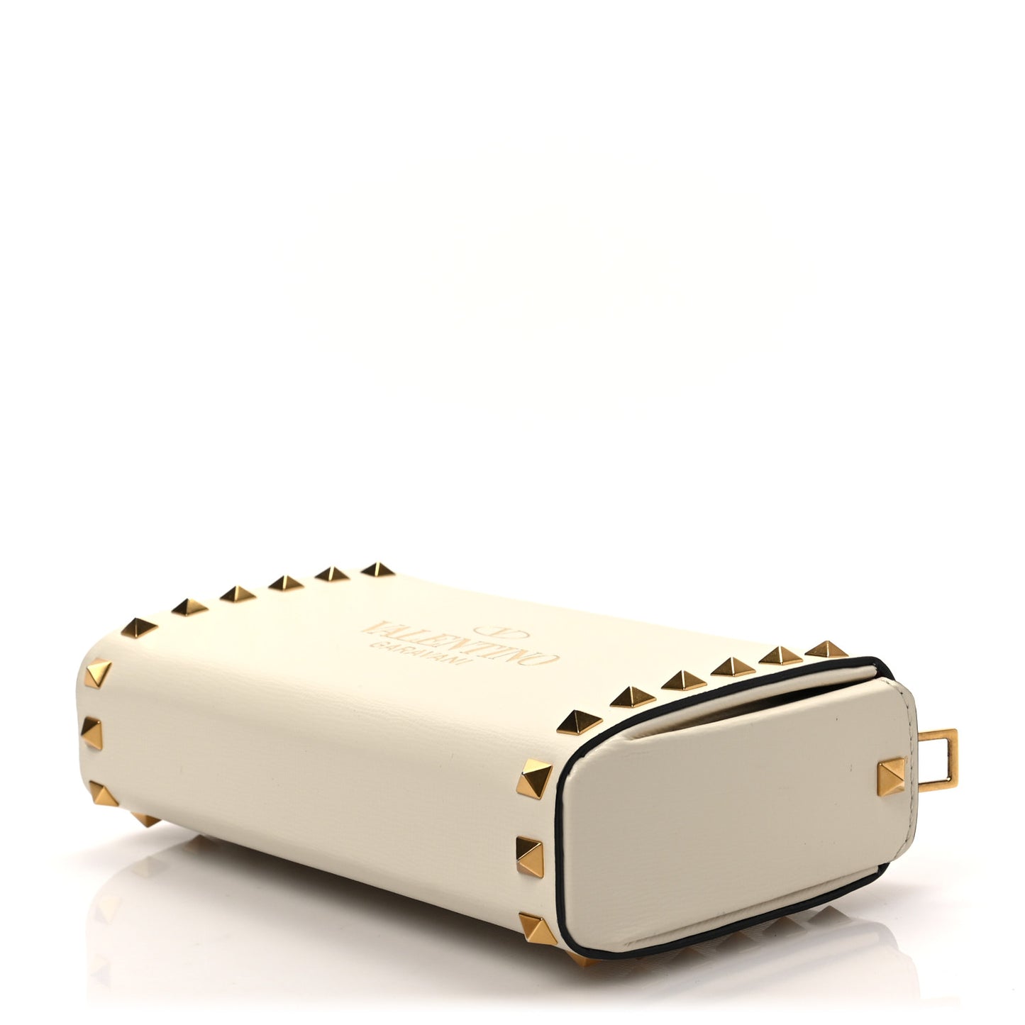 Grainy Calfskin Rockstud Alcove Box Clutch Ivory
