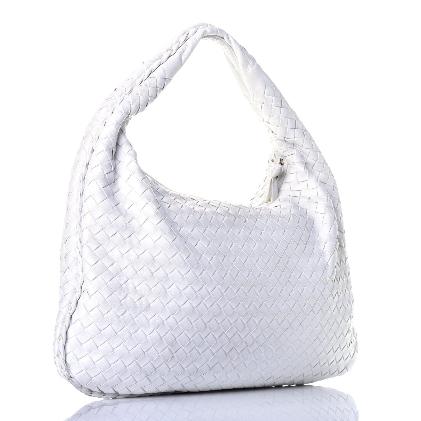 Nappa Intrecciato Medium Veneta Hobo White