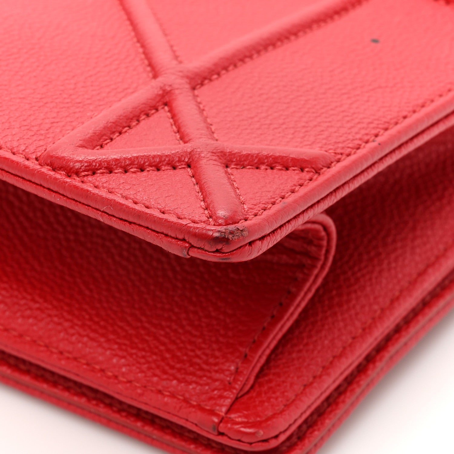 Christian Dior Grained Calfskin Medium Diorama Flap Bag Red 13 of 18