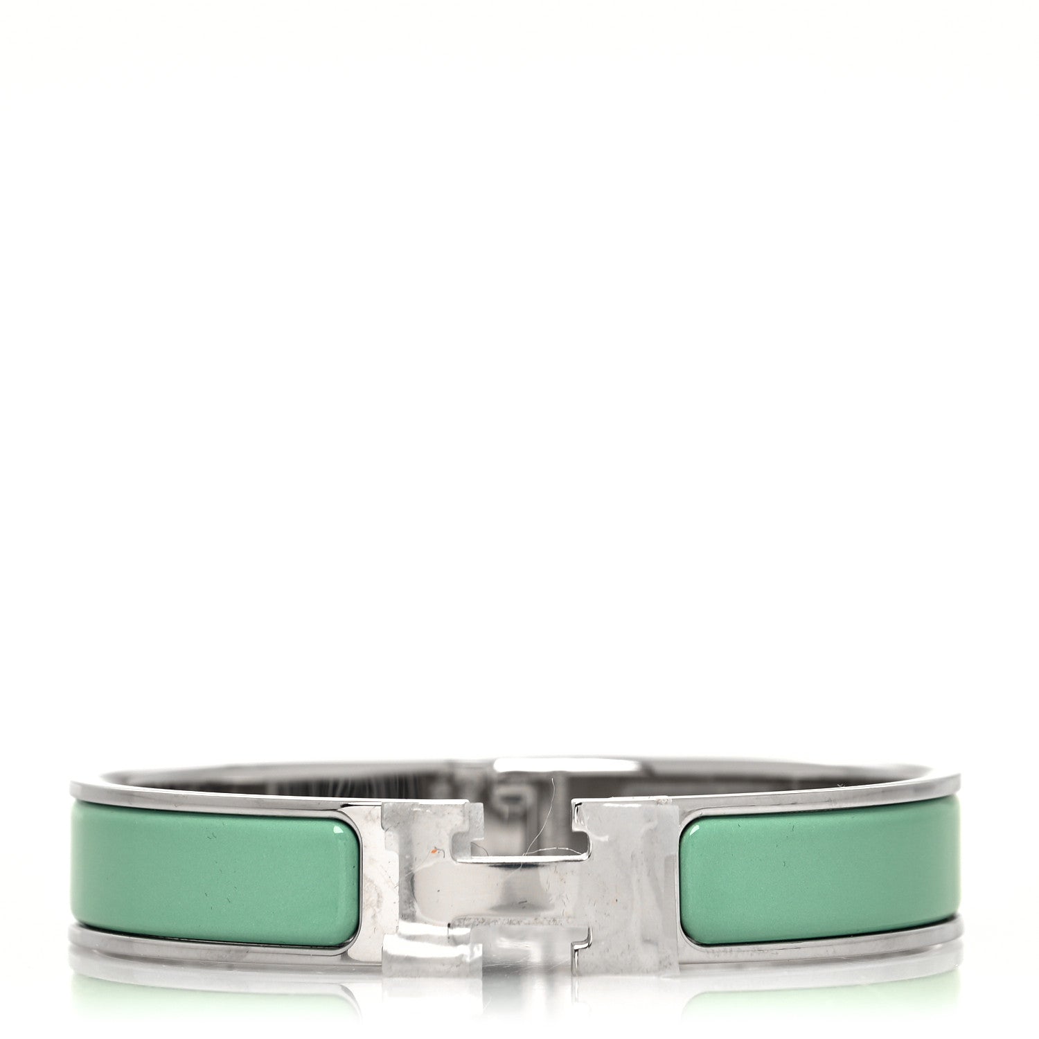 Hermes Narrow Enamel Clic Clac H Bracelet GM Vert Aqua 1 of 5