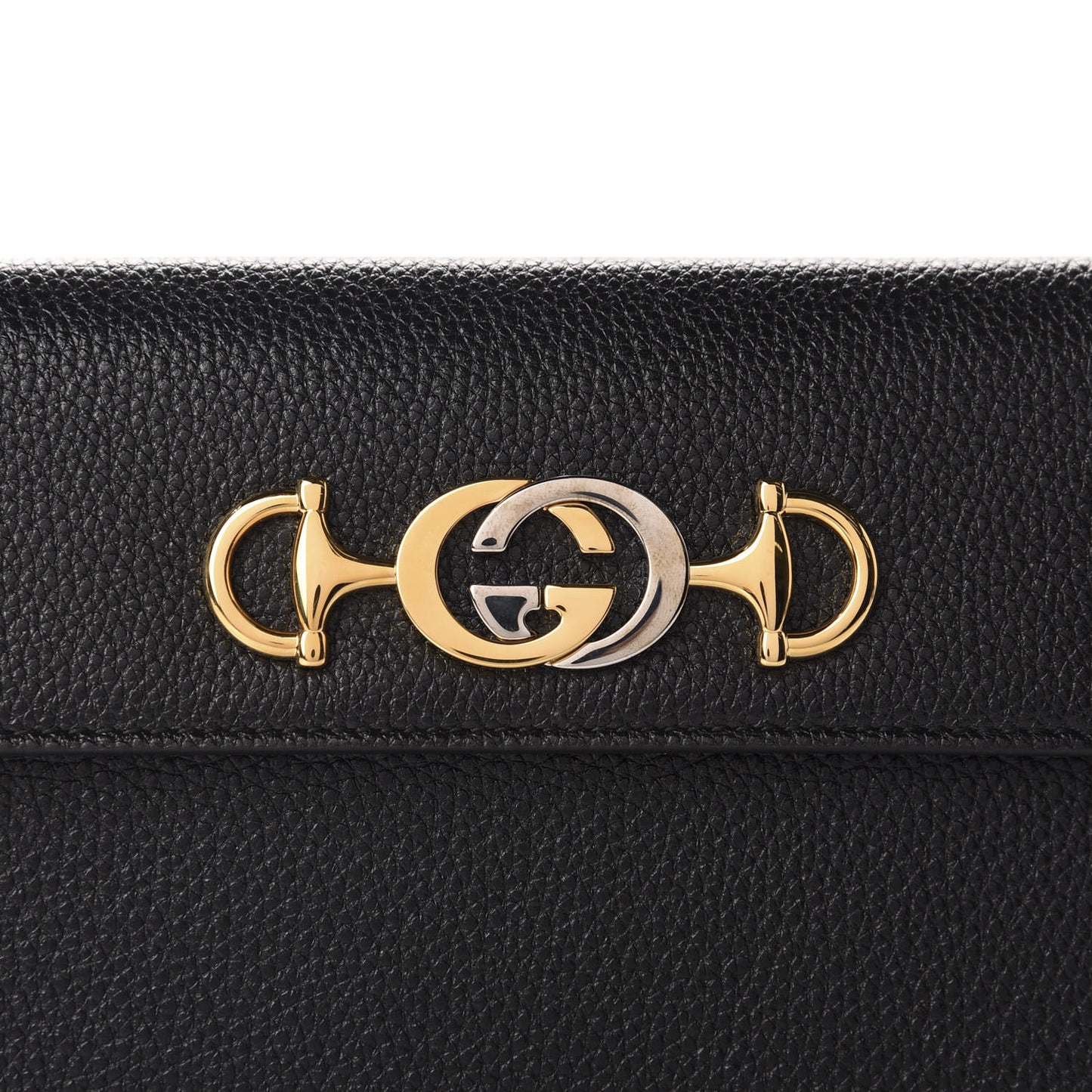 Grainy Calfskin Zumi Flap Card Case Black
